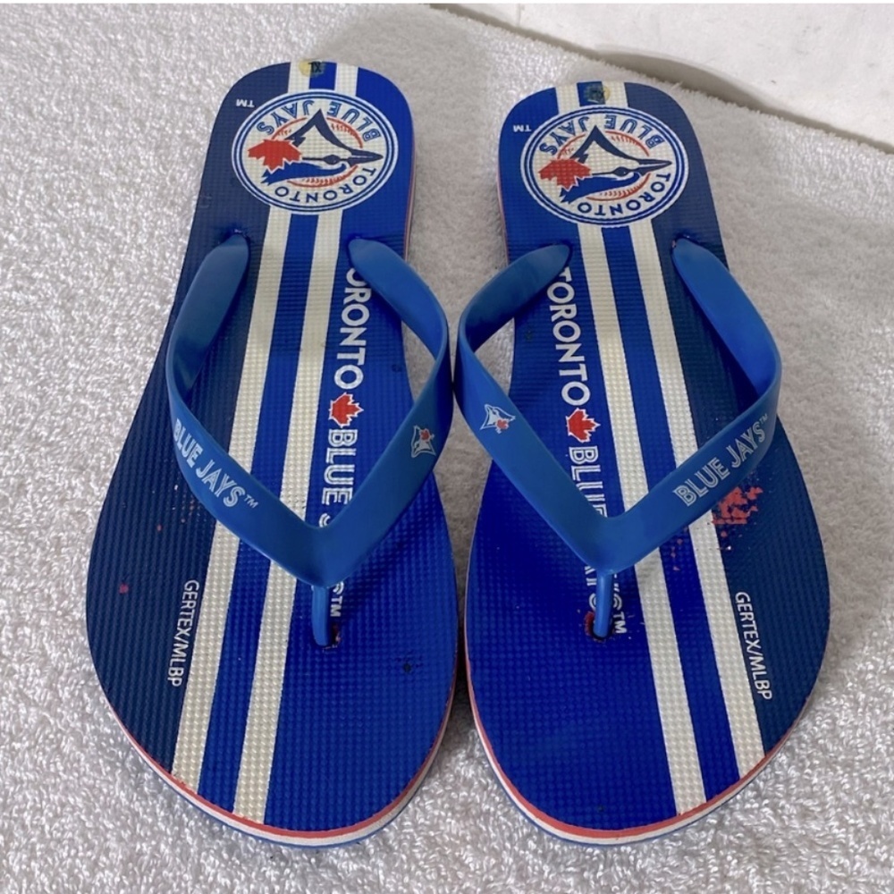5/$25 Gertex MLB Toronto Blue Jays Blue Red Thong Flip Flops 11.5